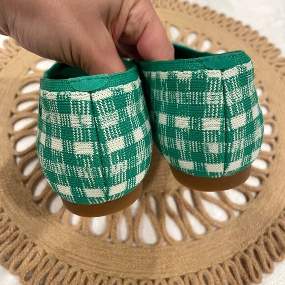 Vivaia Square-Toe V-Cut Flats (Margot 2.0) Green Gingham Size EU 39.5 - Picture 8 of 10